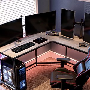 VASAGLE L-Shaped Desk, Gaming Desk, 149 x 149 x 76 cm, Corner Desk for Study, Home Office, Space-Saving, Easy Assembly