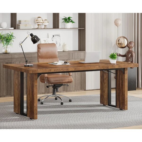 70.9" Executive Desk, Large Office Computer Desk, Simple Laptop Desk Study Writing Table Workstation for Home Office
