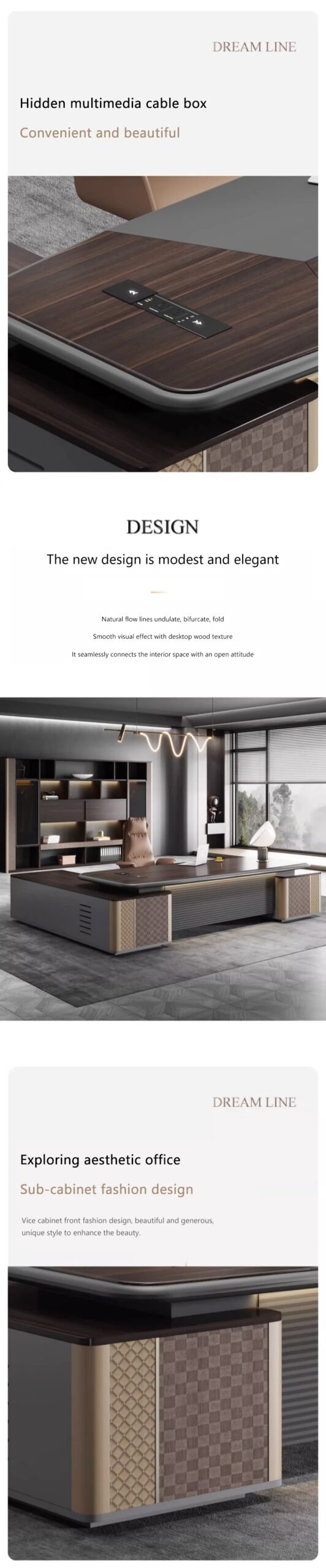 Office Desk, Boss Manager CEO Deluxe Edition, Solid Wood Customizable Computer Desk, Detachable, Fully Edge Sealed Design