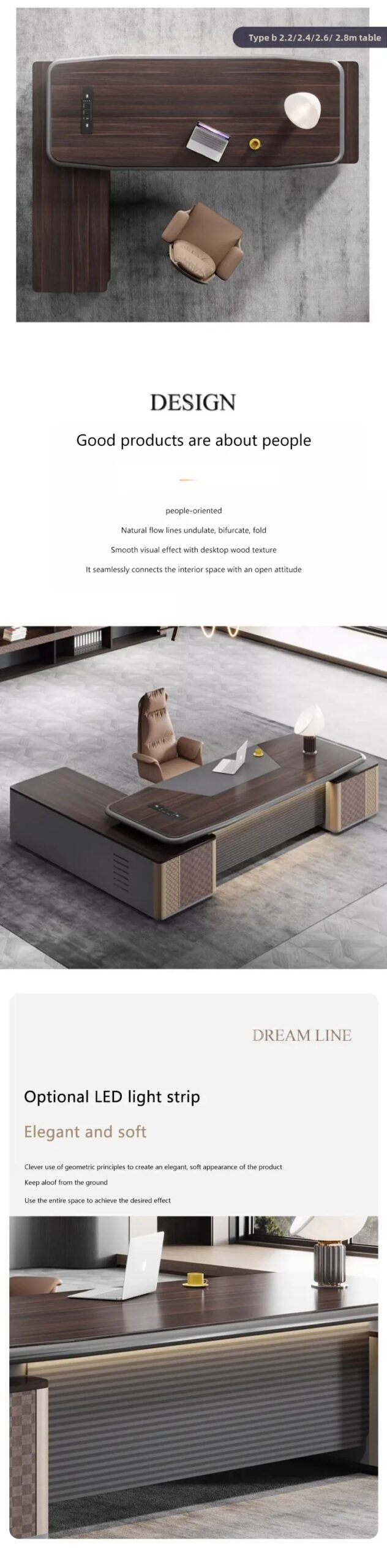 Office Desk, Boss Manager CEO Deluxe Edition, Solid Wood Customizable Computer Desk, Detachable, Fully Edge Sealed Design
