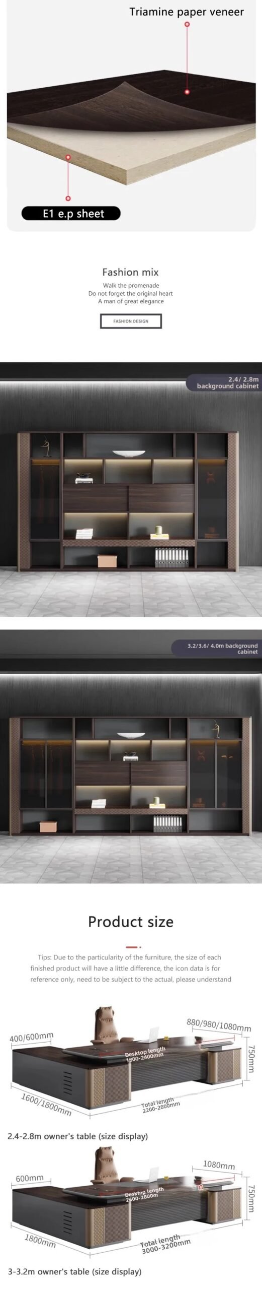 Office Desk, Boss Manager CEO Deluxe Edition, Solid Wood Customizable Computer Desk, Detachable, Fully Edge Sealed Design