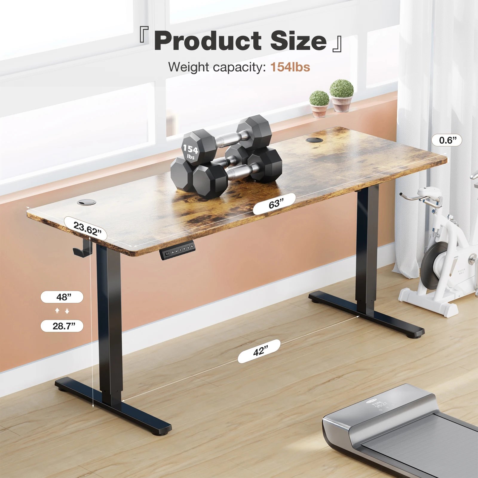 JHK Electric Desk Height Adjustable 63x24 Inch Stand Up Sit Stand Computer Workstation Ergonomic Work Table For Home Office