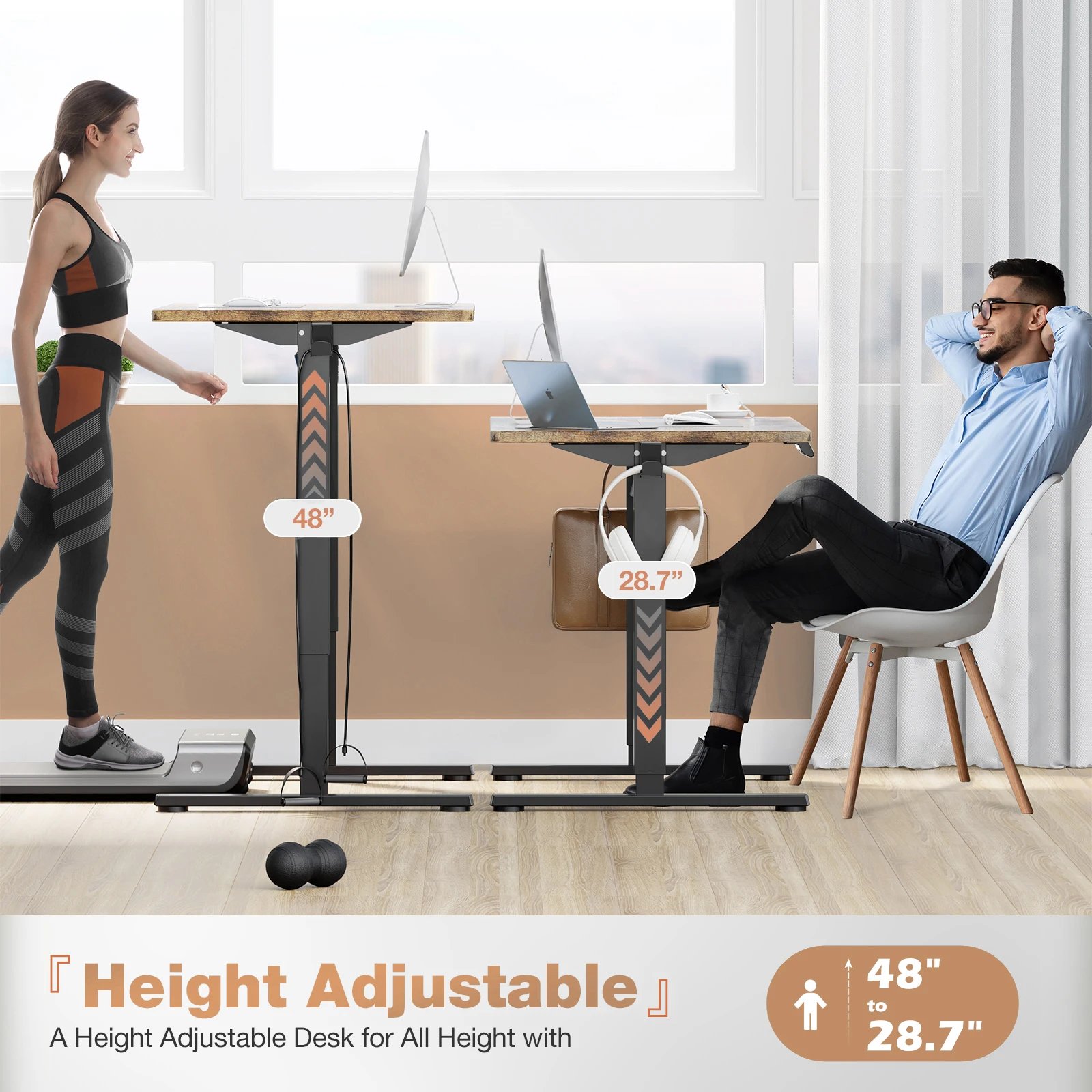 JHK Electric Desk Height Adjustable 63x24 Inch Stand Up Sit Stand Computer Workstation Ergonomic Work Table For Home Office