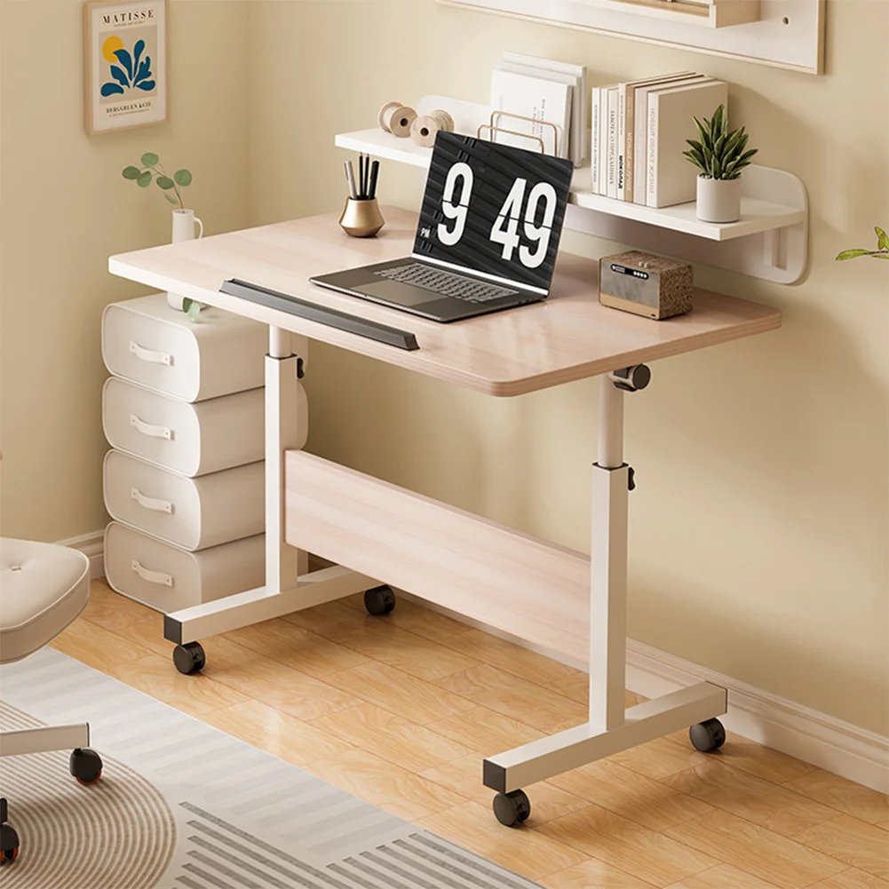 Small Standing Rable Adjustable Height Mobile Stand Up Desk With Wheels, Home Office Computer Workstations, 80x40cm Tabletop