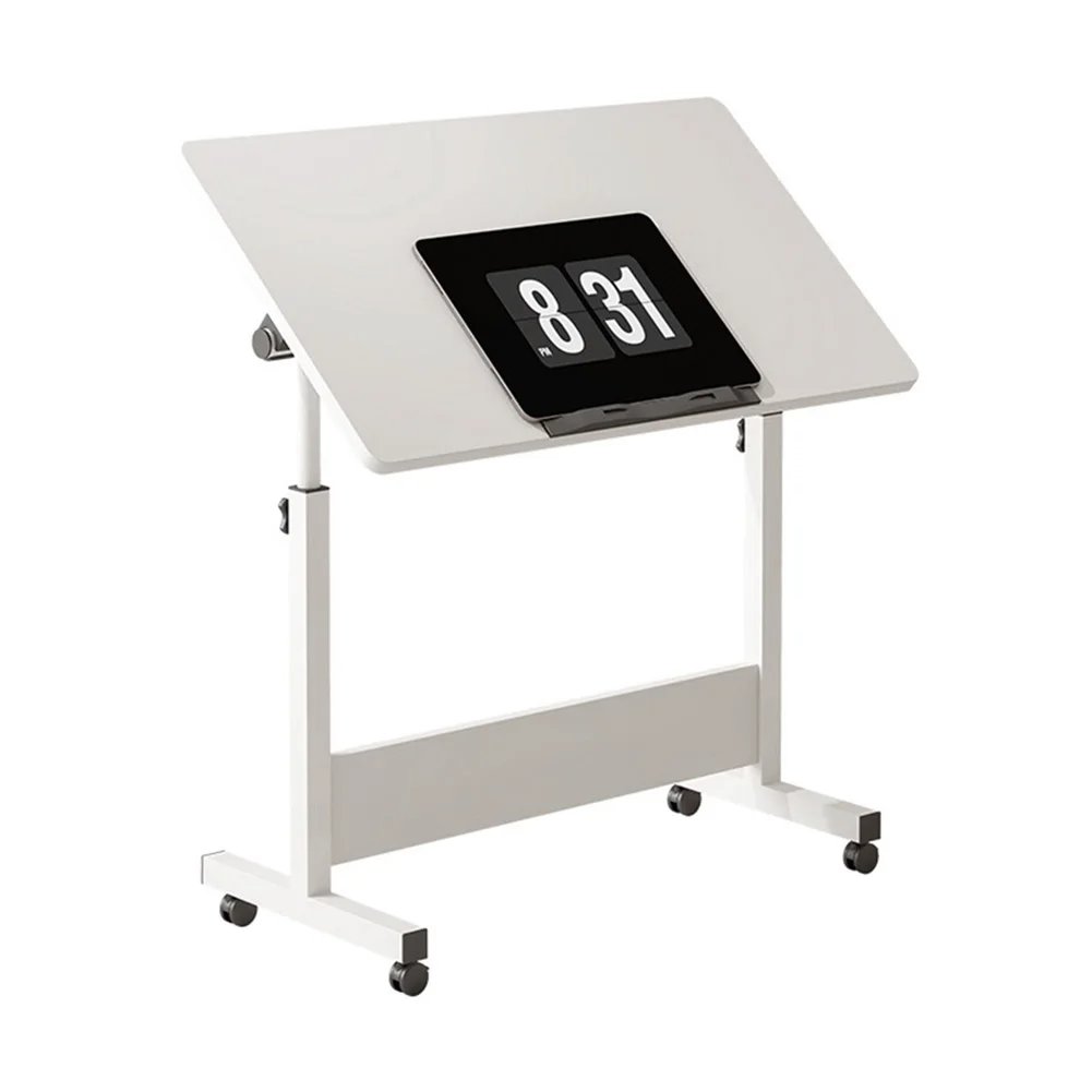 Small Standing Rable Adjustable Height Mobile Stand Up Desk With Wheels, Home Office Computer Workstations, 80x40cm Tabletop