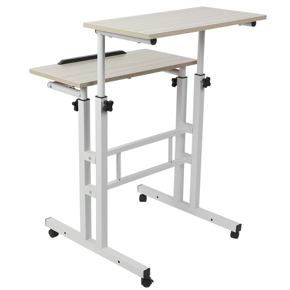 60cm Adjustable Height Stand Up Laptop Desk Computer Standing Desk with Rollers Laptop Computer Stand Desk Stand Up Laptop Desk