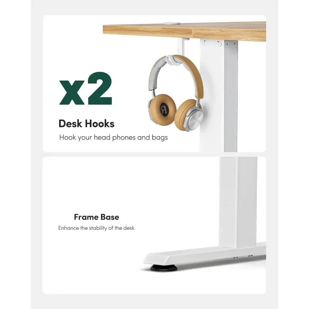 Electric Standing Desk, Height Adjustable Stand up Desk, 48 x 24 Inches Sit Stand Home Office Desk, Computer Desk