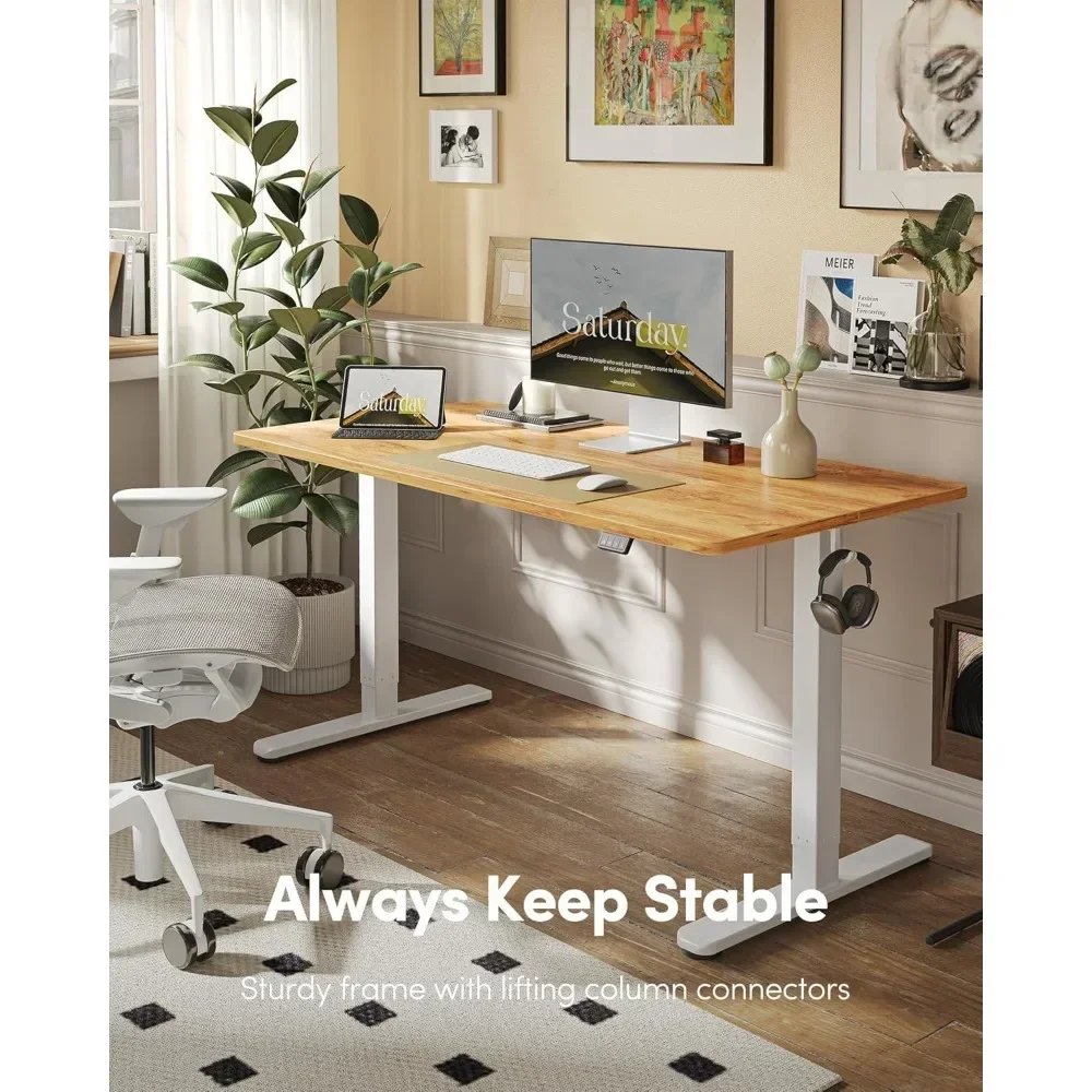 Electric Standing Desk, Height Adjustable Stand up Desk, 48 x 24 Inches Sit Stand Home Office Desk, Computer Desk