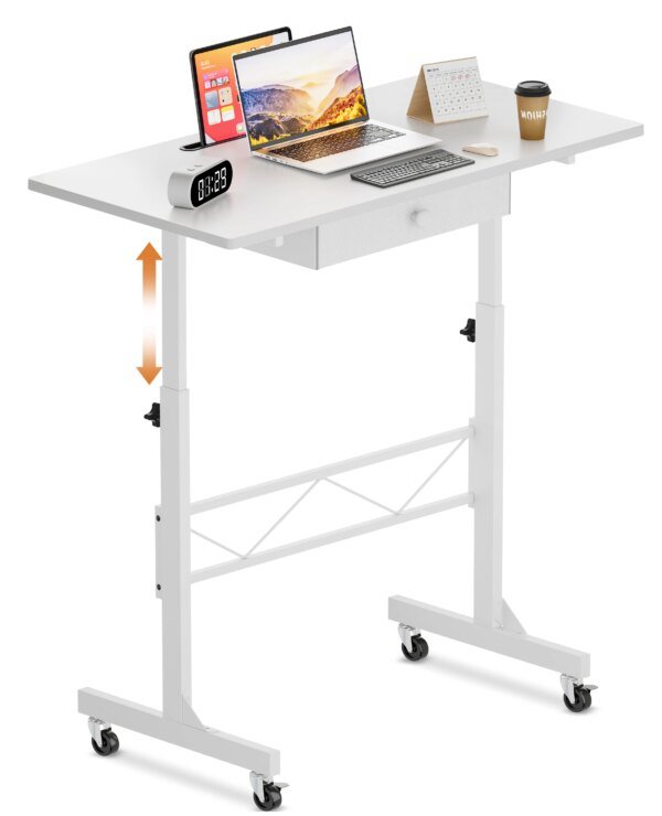 COMHOMA 32" standing desk Adjustable Height Small Computer Desk Mobile Portable Rolling Laptop Table With Wheels
