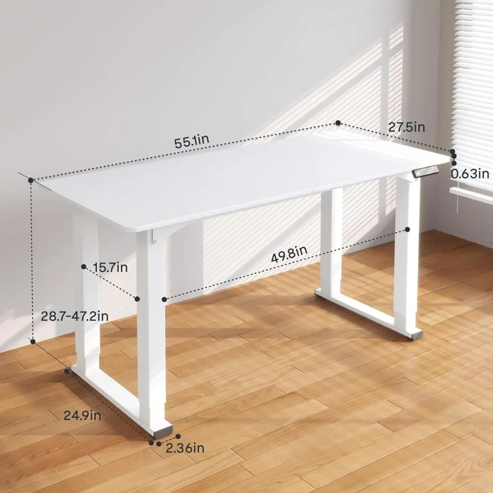 Standing Desk with Dual Motor 4-Leg Lift, Electric Height Adjustable Desk with Memory Presets for Home Office(55x28 Joint Board