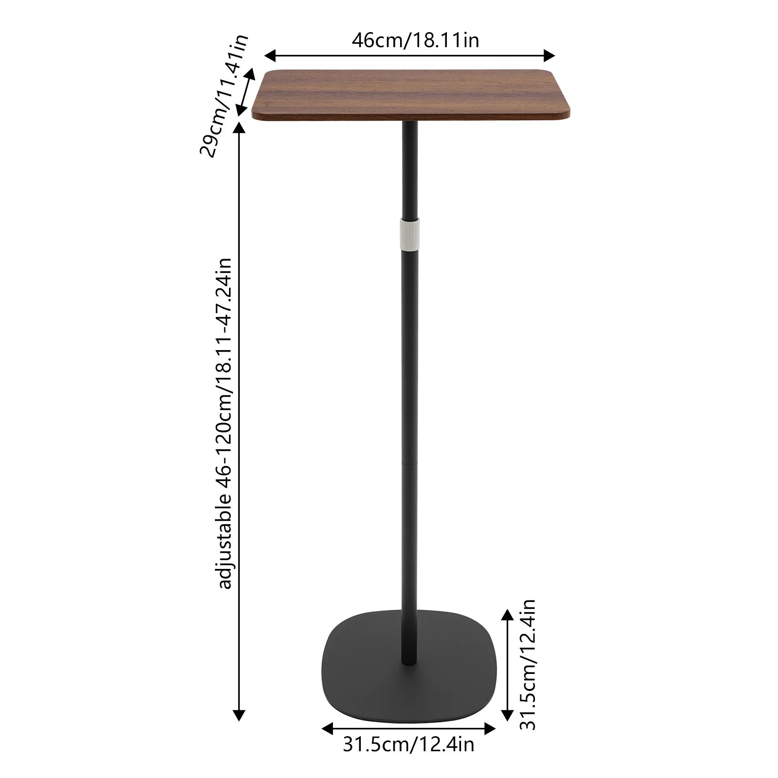 Standing Desk Adjustable Side Table Movable Computer Desk with 46-120 cm Laptop Stand  for Home Office