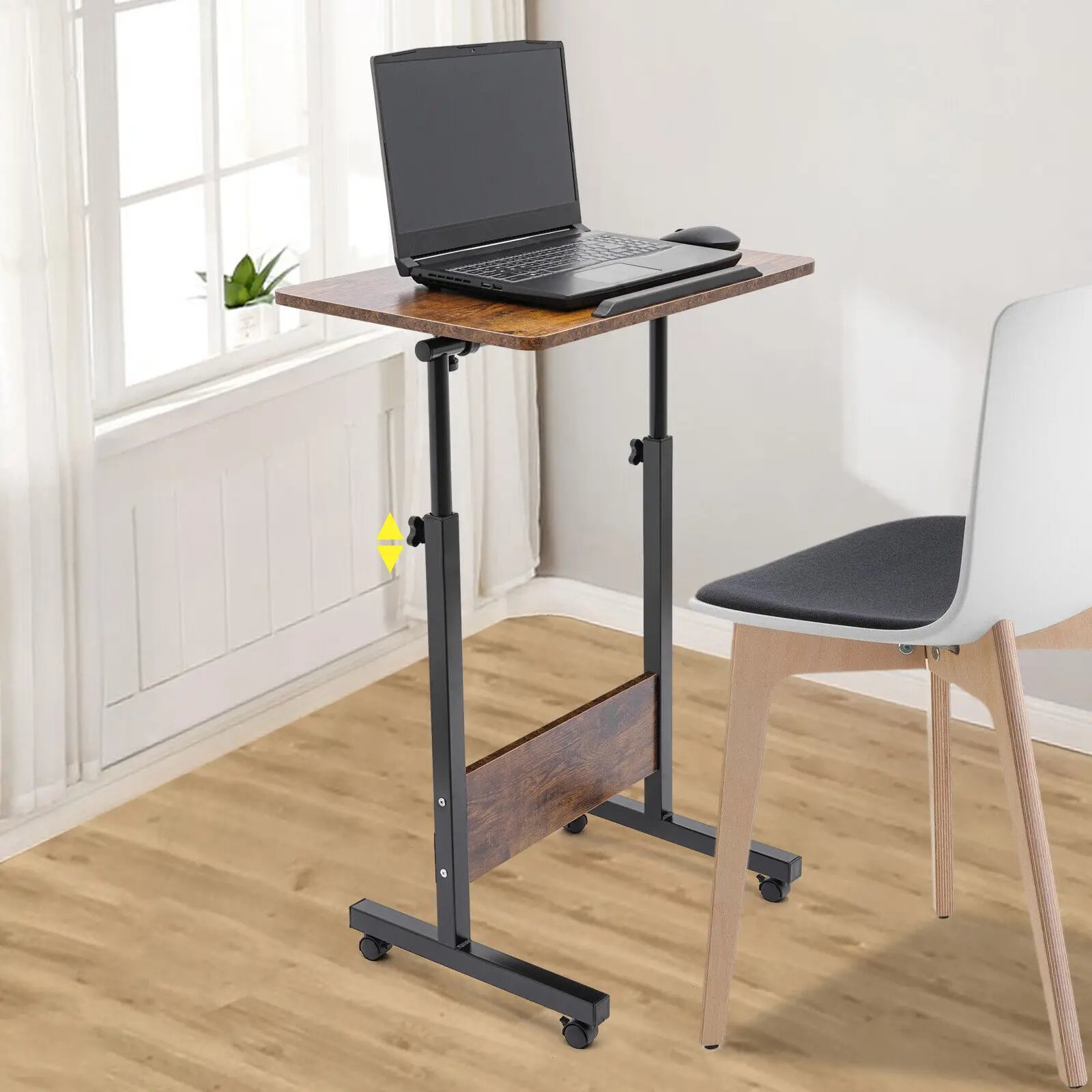 Standing Desk Portable Presentation Podium Rolling Computer Stand with Brake & Adjustable Height 81-119cm