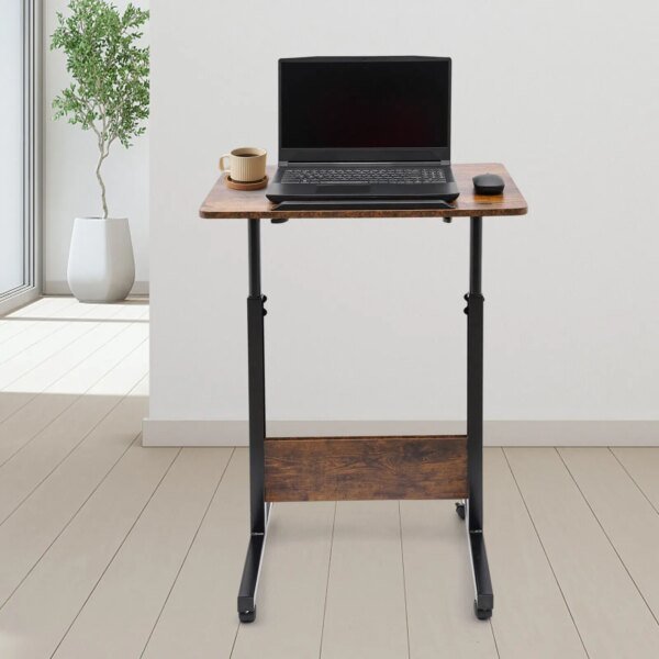 Standing Desk Portable Presentation Podium Rolling Computer Stand with Brake & Adjustable Height 81-119cm