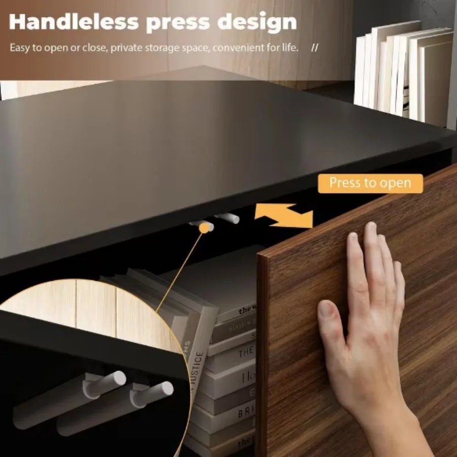 54.3 in. Reversible L-Shaped Brown Wood Computer And Gaming Desks Office Working Table With Adjustable Shelves, Drawers