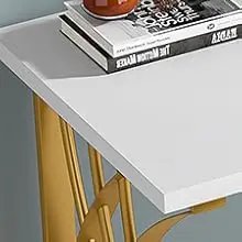 55’’ Large Modern Computer Desk, White & Gold Luxury Laptop PC Student Table, Sturdy Writing Workstation for Home & Office