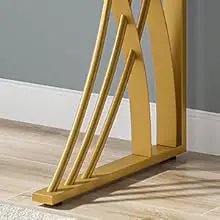 55’’ Large Modern Computer Desk, White & Gold Luxury Laptop PC Student Table, Sturdy Writing Workstation for Home & Office
