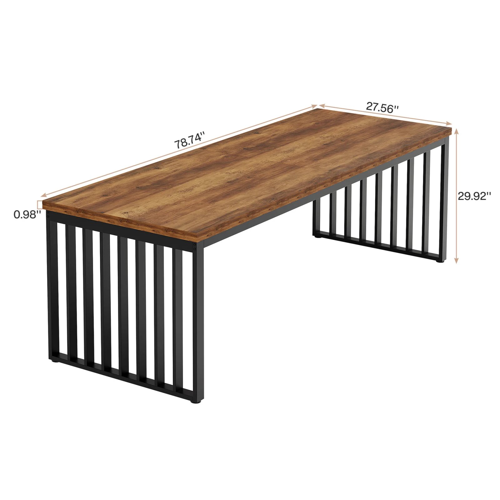 Tribesigns 78''Modern Large Office Desk, 2-Person Computer Workstation, Industrial Wooden Desk with Metal Legs