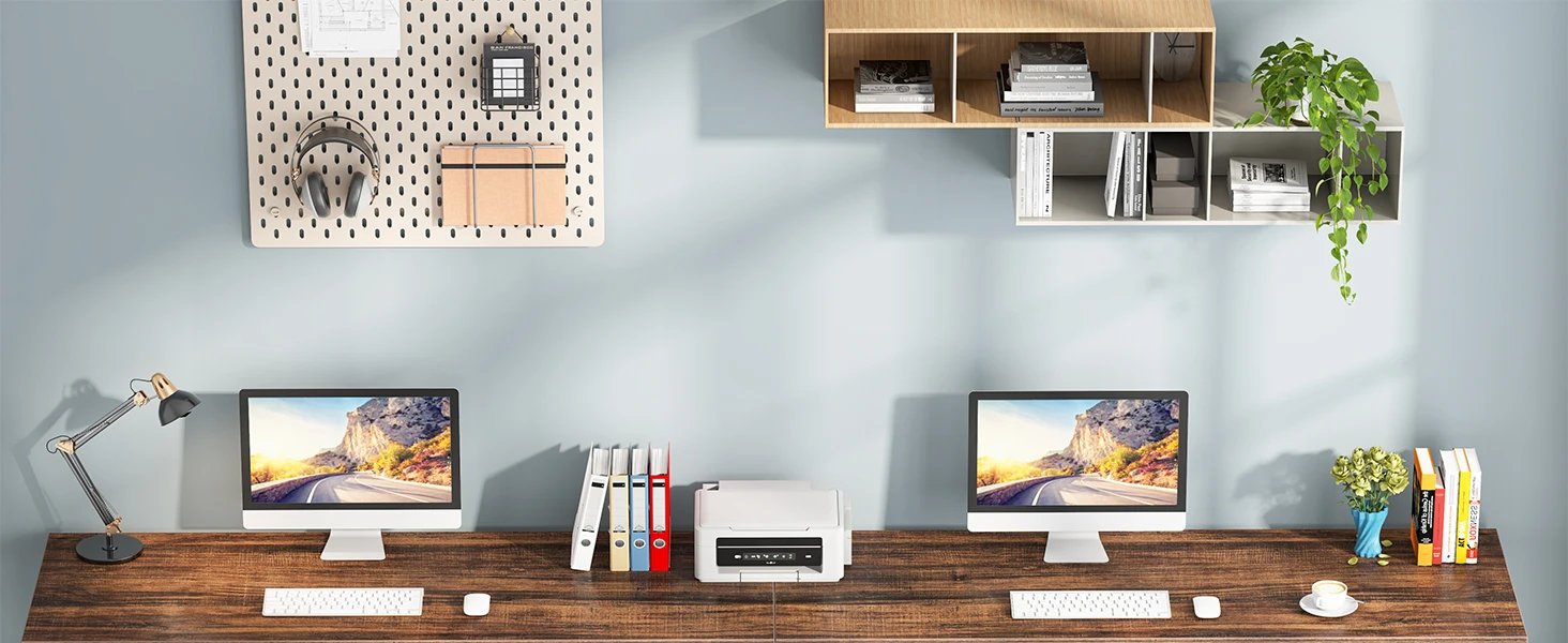Tribesigns Computer Desk with 5 Drawers, 47 inches Rustic Brown Home Office Desk with Storage, Modern Simple Laptop Desk Study W