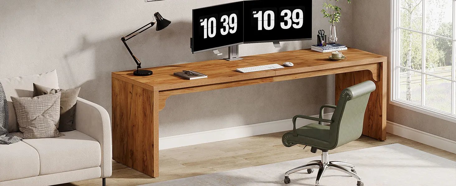 Tribesigns 78.7 Inches Long Computer Desk, Wooden Extra Long Desk Double Desk Workstation, 2 Person Desk for Home Office
