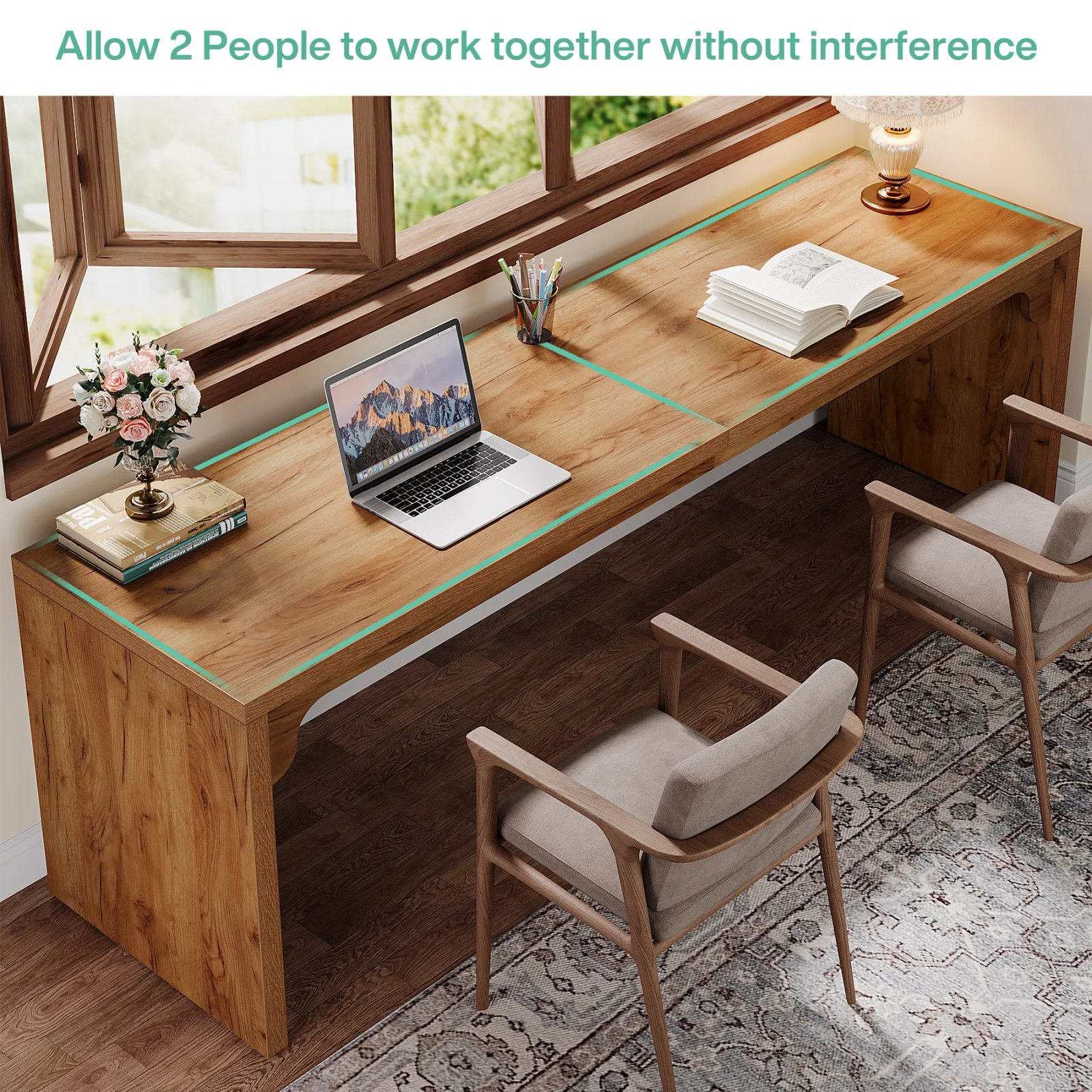 Tribesigns 78.7 Inches Long Computer Desk, Wooden Extra Long Desk Double Desk Workstation, 2 Person Desk for Home Office