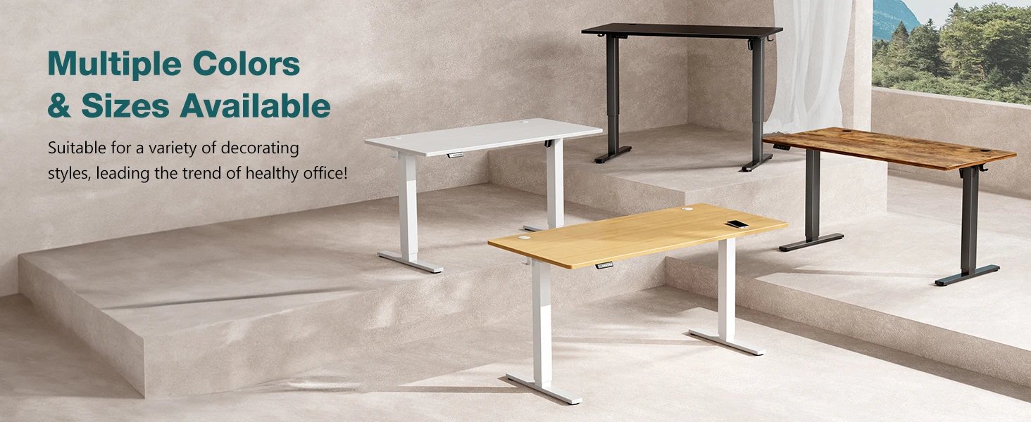 JHK Electric Standing Computer Desk Height Adjustable Workstation Ergonomic Work Table with Metal Frame For Home Office