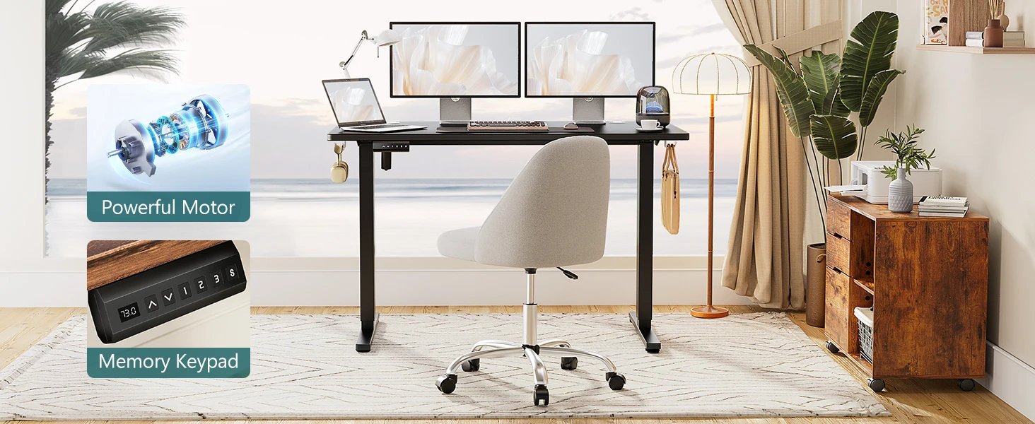 JHK Electric Standing Computer Desk Height Adjustable Workstation Ergonomic Work Table with Metal Frame For Home Office