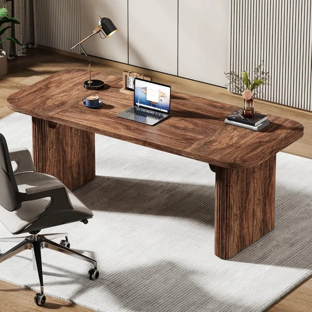 62-Inch Executive Desk, Large Computer Office Desk, Modern Office Desks & Workstations with Double Pedestal, Writing Table Work 62-Inch Executive Desk, Large Computer Office Desk, Modern Office Desks & Workstations with Double Pedestal, Writing Table Work