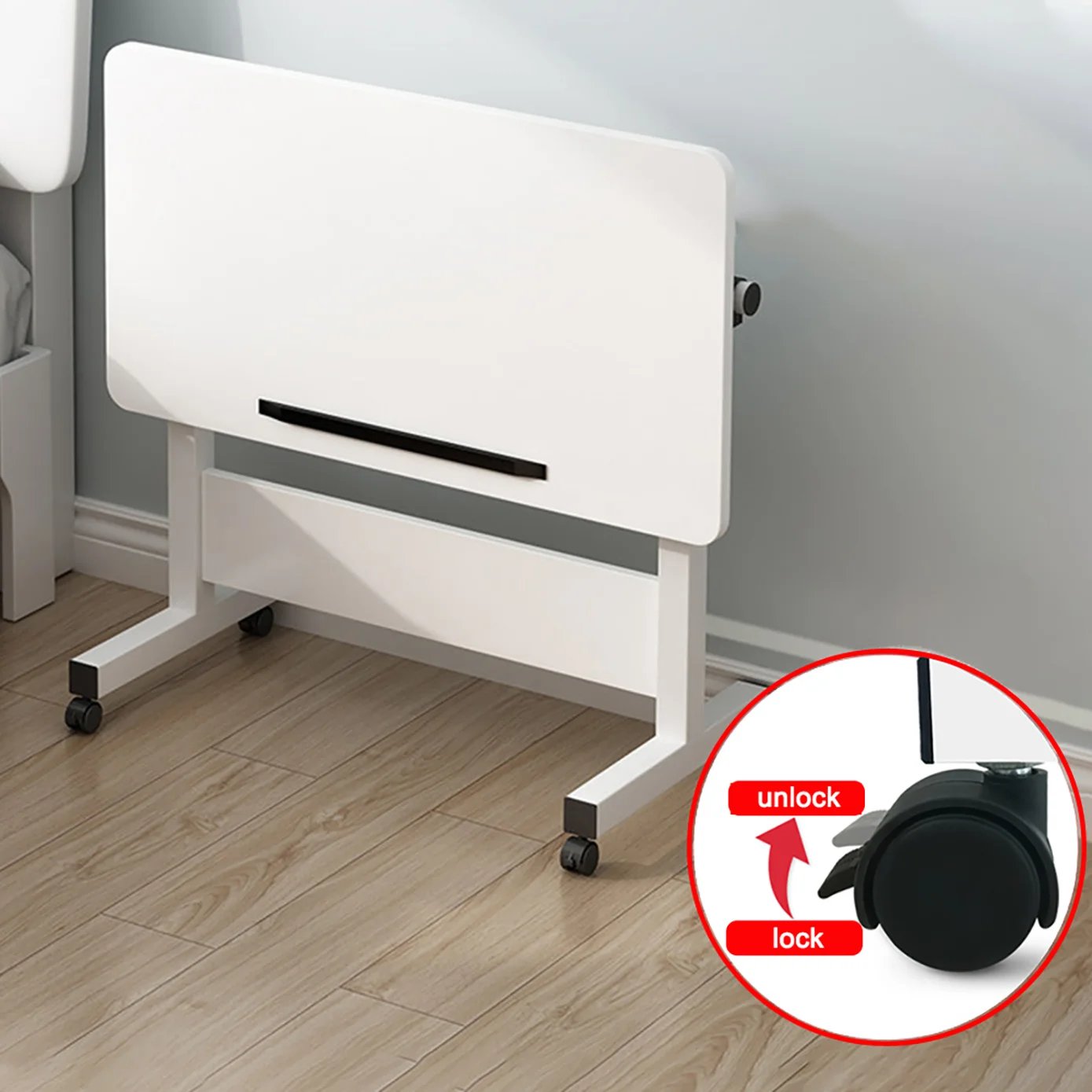 Rolling Desk Adjustable Height,Rolling Computer Cart,Portable Laptop Desk,Small Adjustable Home Office Desk,Rolling Laptop Desk