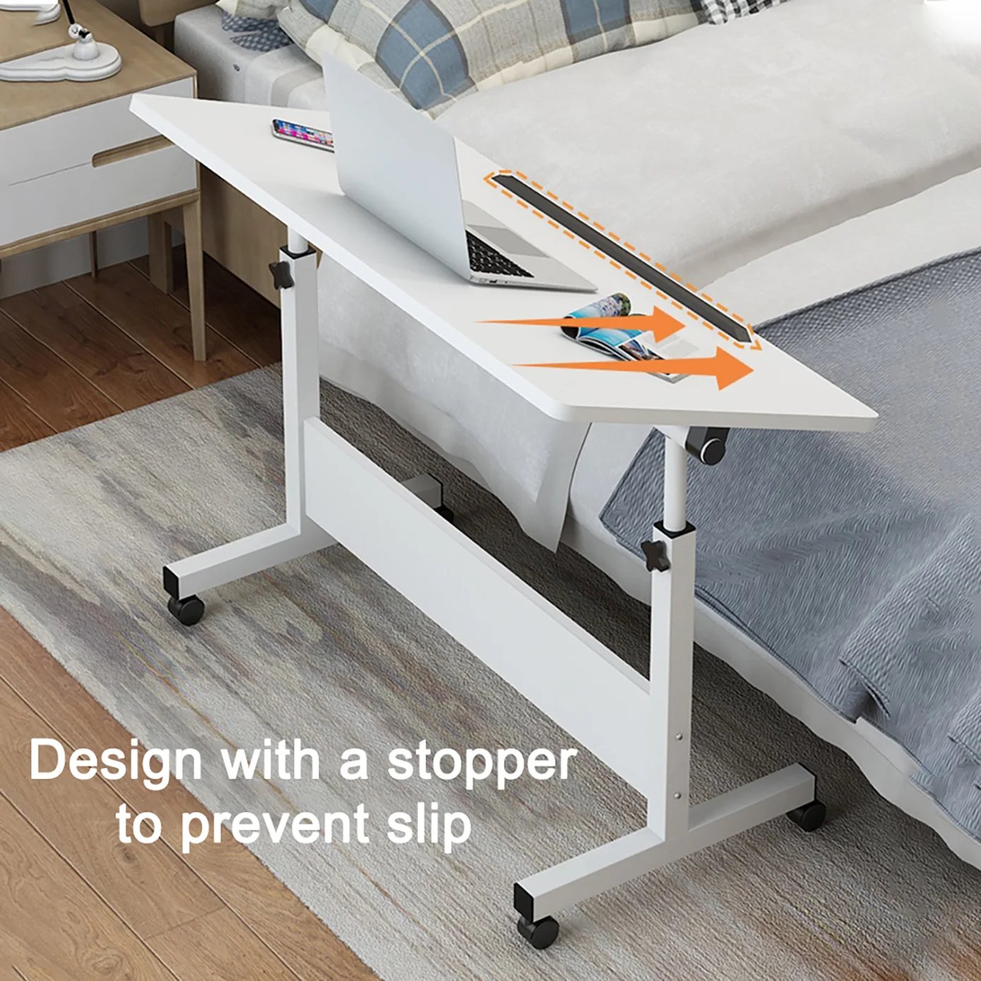 Rolling Desk Adjustable Height,Rolling Computer Cart,Portable Laptop Desk,Small Adjustable Home Office Desk,Rolling Laptop Desk