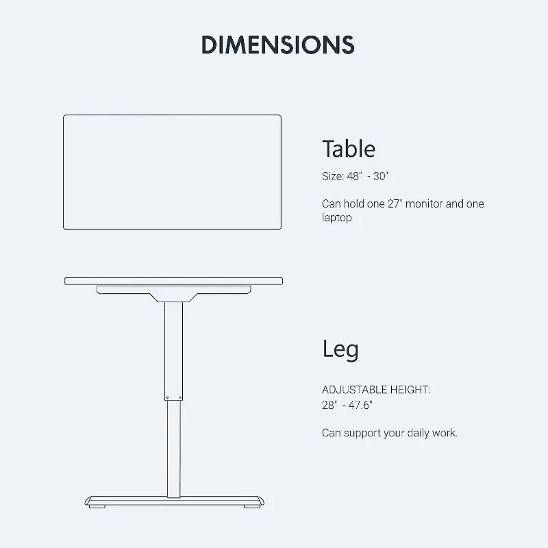 FLEXISPOT Electric Standing Desk Whole Piece 48 x 30 Inch Desktop Adjustable Height Desk Home Office Computer Workstation