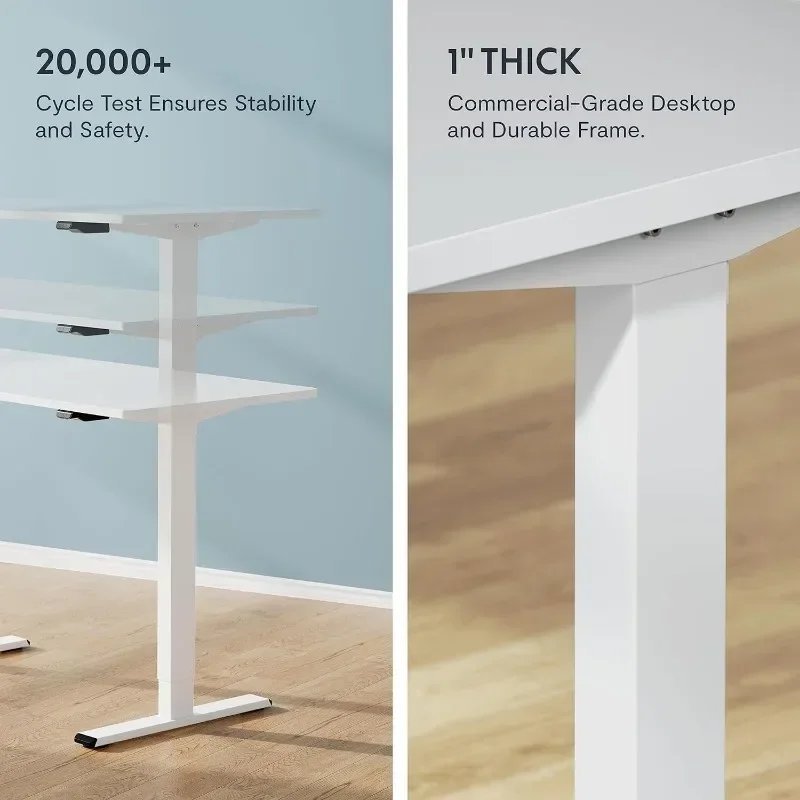 FLEXISPOT Electric Standing Desk Whole Piece 48 x 30 Inch Desktop Adjustable Height Desk Home Office Computer Workstation