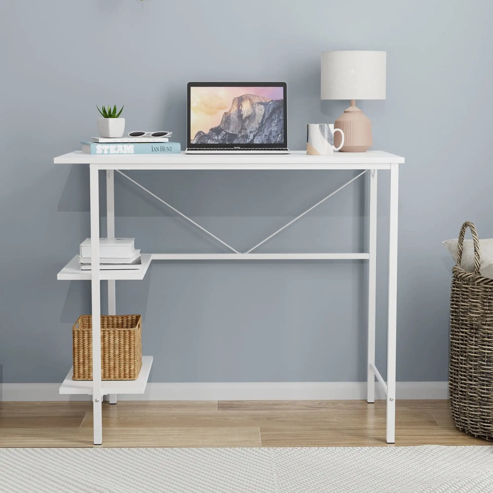 Pierce 30 inch Tall Storage Desk, White