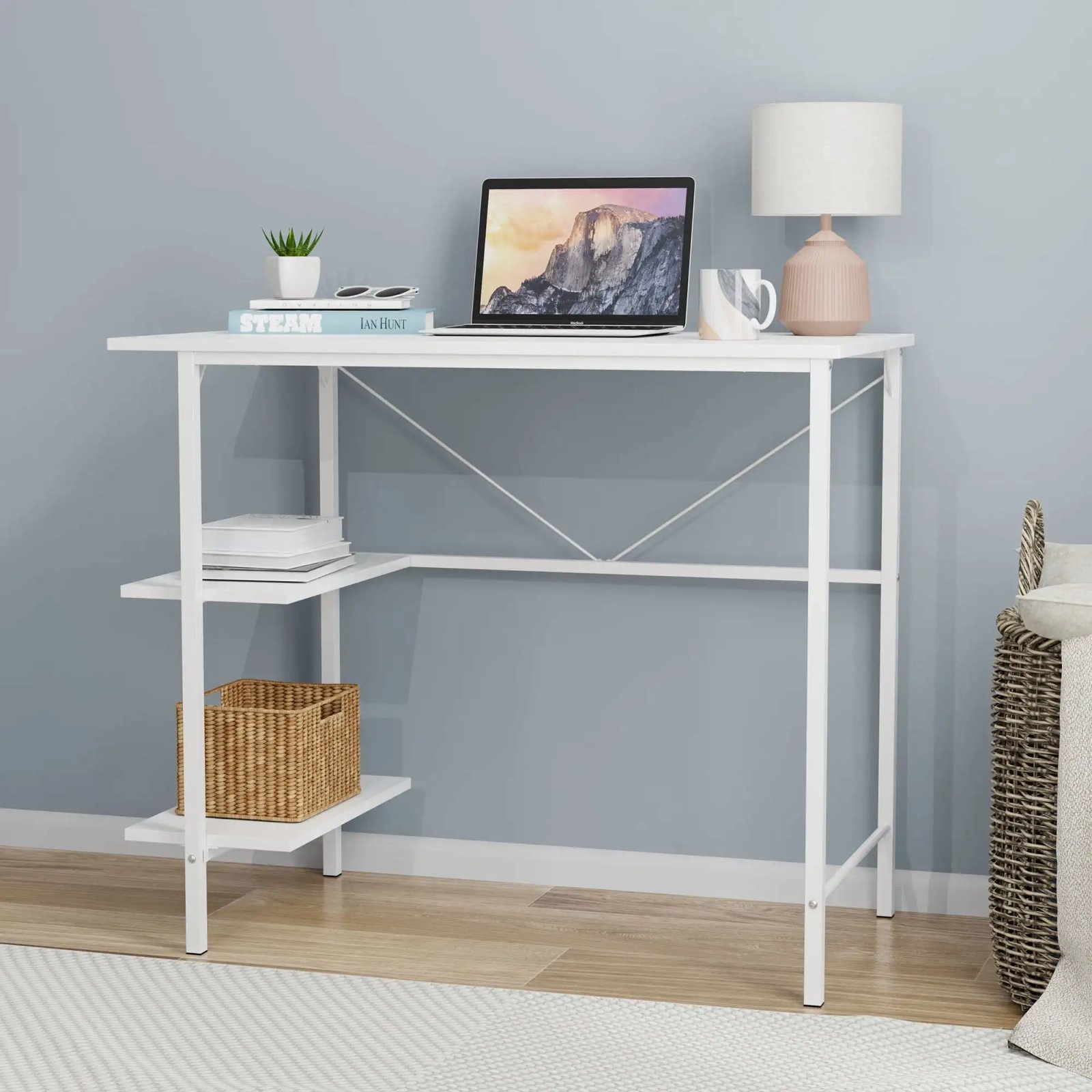 Pierce 30 inch Tall Storage Desk, White