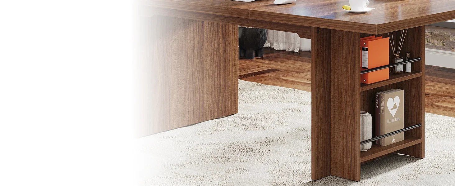 63 Inches Office Executive Desk, Home Office Desk Large Computer Writing Table with Storage, Wood Workstation Desk Small