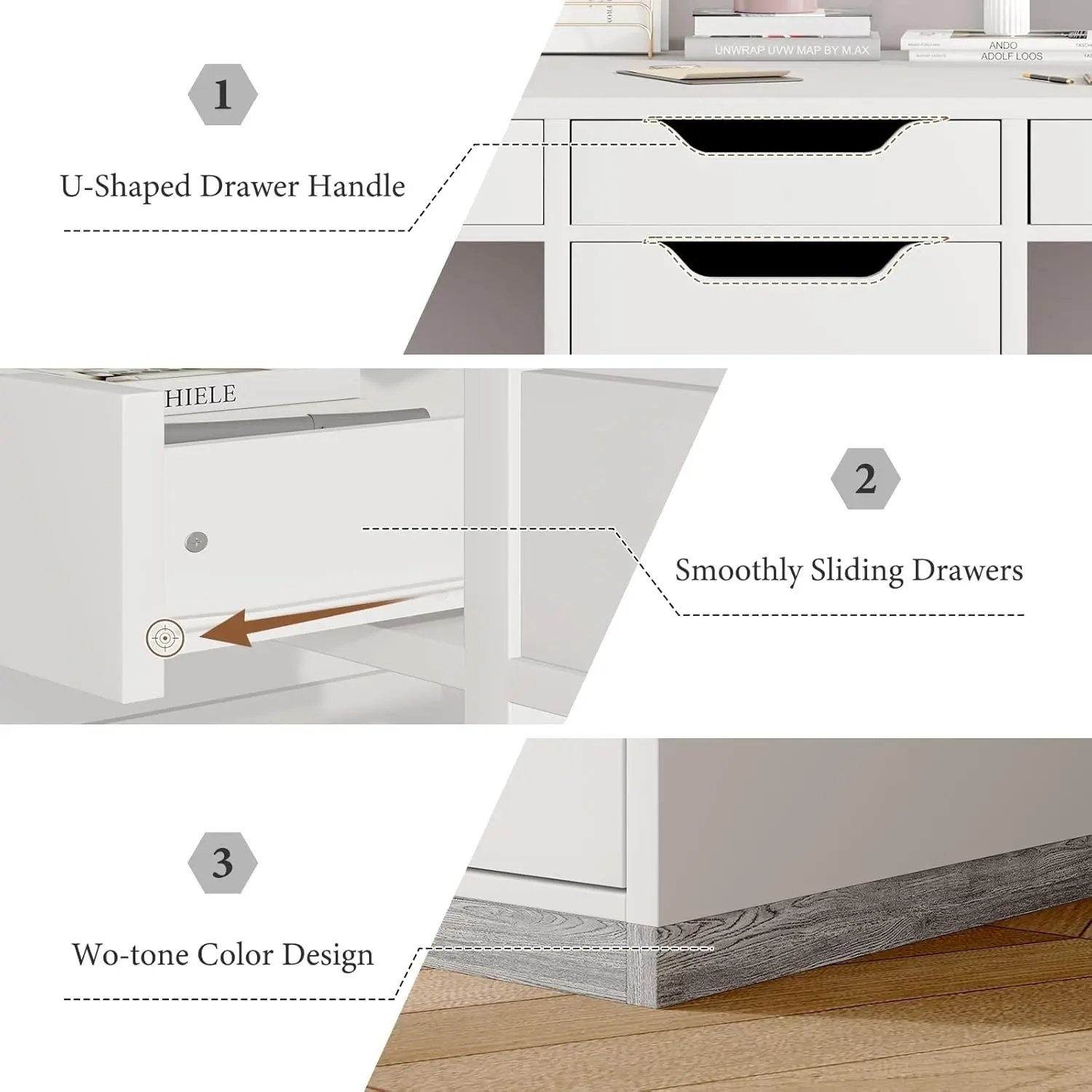 Two Person Desk with 5 Drawers, Double Desk with Storage for 2 People, 78 Inch Extra Long Computer Desk Workstation with File