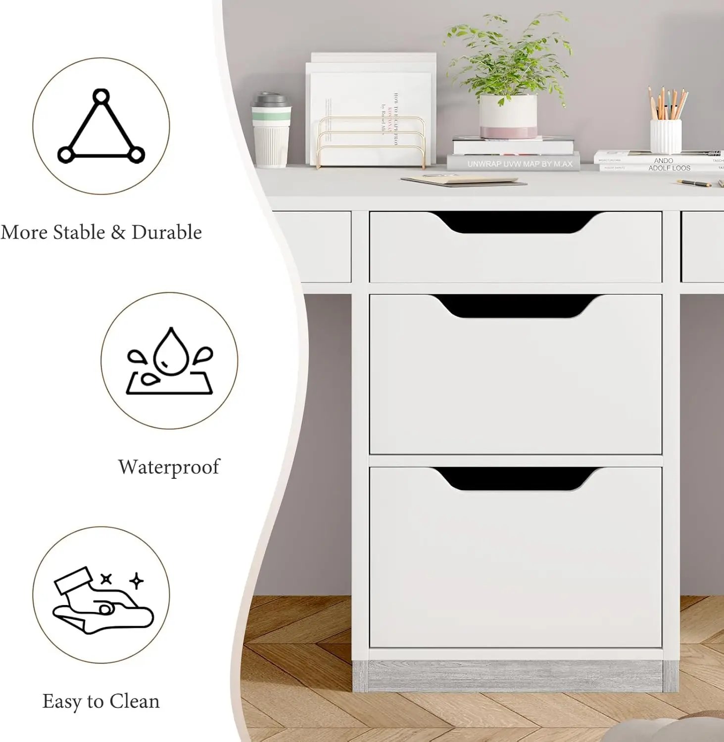 Two Person Desk with 5 Drawers, Double Desk with Storage for 2 People, 78 Inch Extra Long Computer Desk Workstation with File