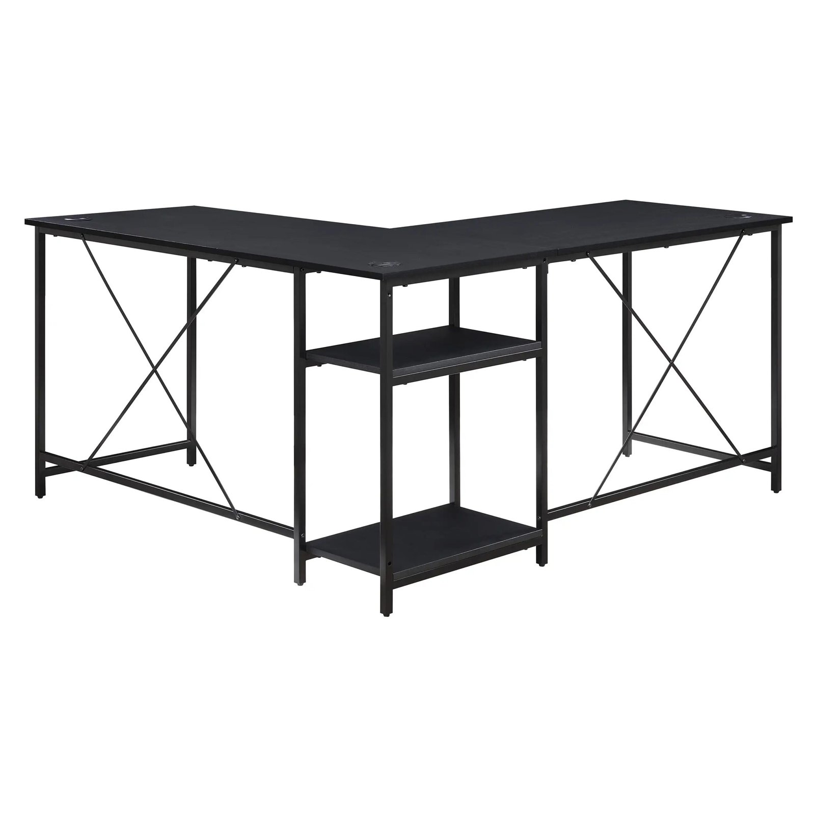 Two-Way Convertible Desk with Lower Storage Shelf, Charcoal, For Adults and Teens
