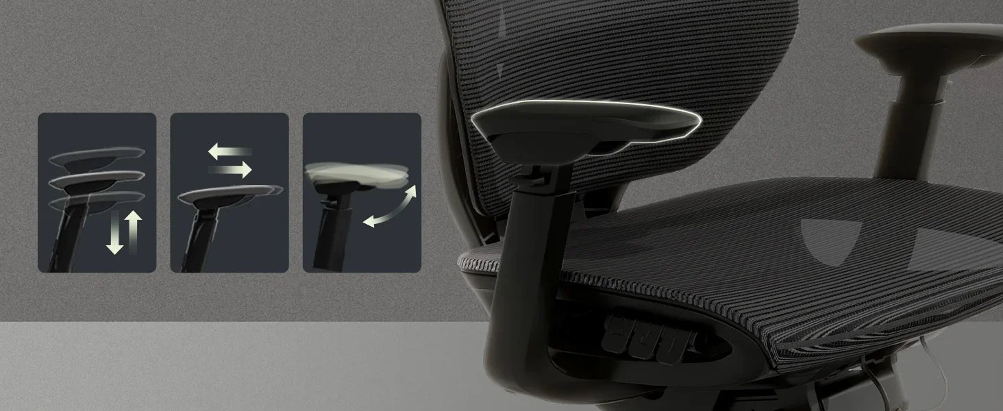 Big and Tall Office Chair Heavy Duty,4D Armrest Mesh Ergonomic Home Office Chair with High Back,and 360°Swivel Wheels(Black)