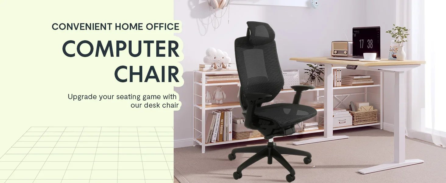 Big and Tall Office Chair Heavy Duty,4D Armrest Mesh Ergonomic Home Office Chair with High Back,and 360°Swivel Wheels(Black)
