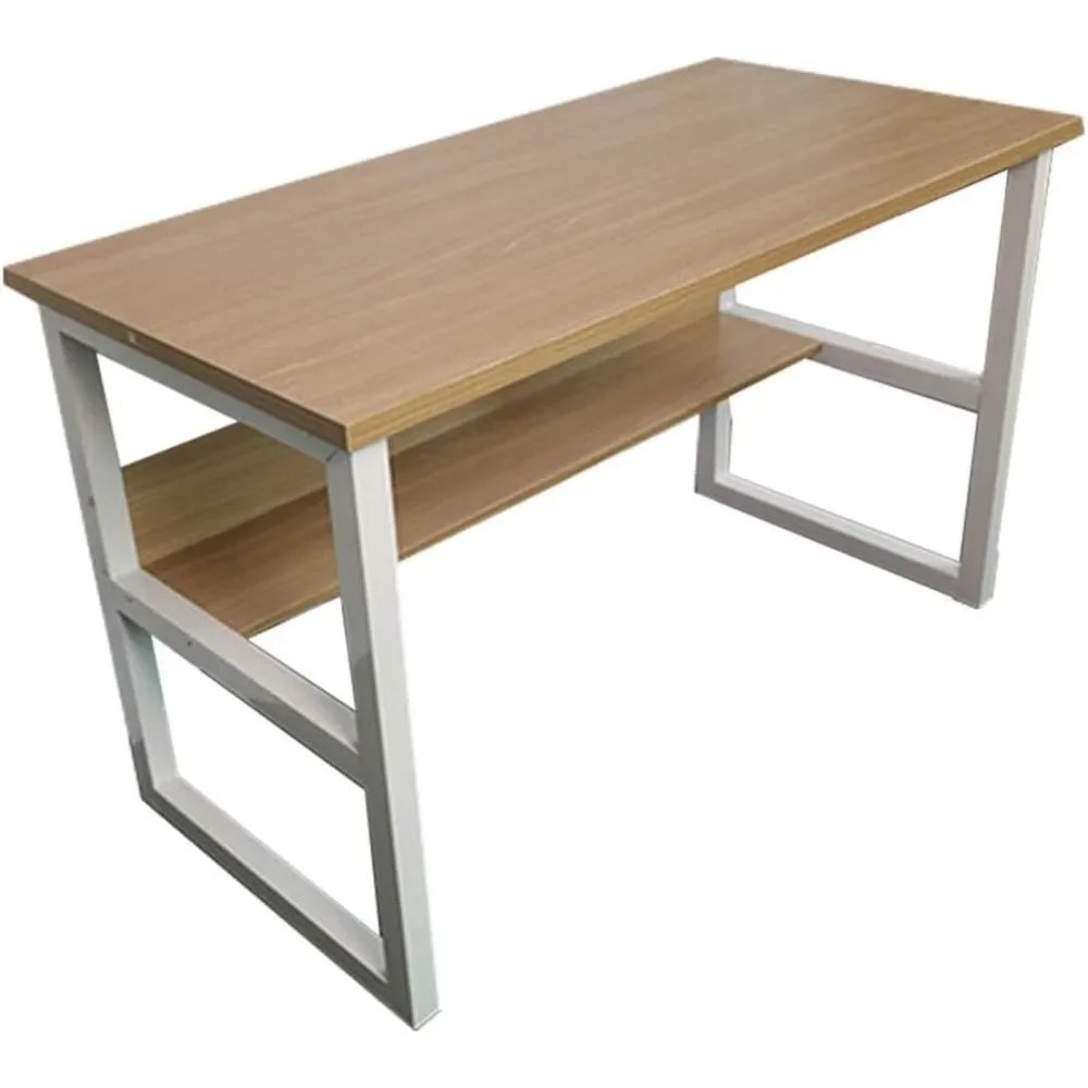 Computer Desk with Bookshelf, 44in Wood Office Writing Desk with Storage Shelves Modern Laptop Table Study Table Workstation