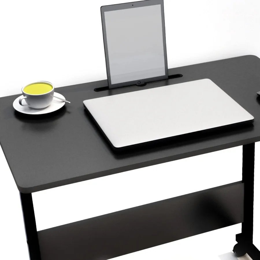 soges 31.5 inches Mobile Side Desk with Tablet Slot Height Adjustable Laptop Cart Stand Portable Laptop Desk Workstation with W