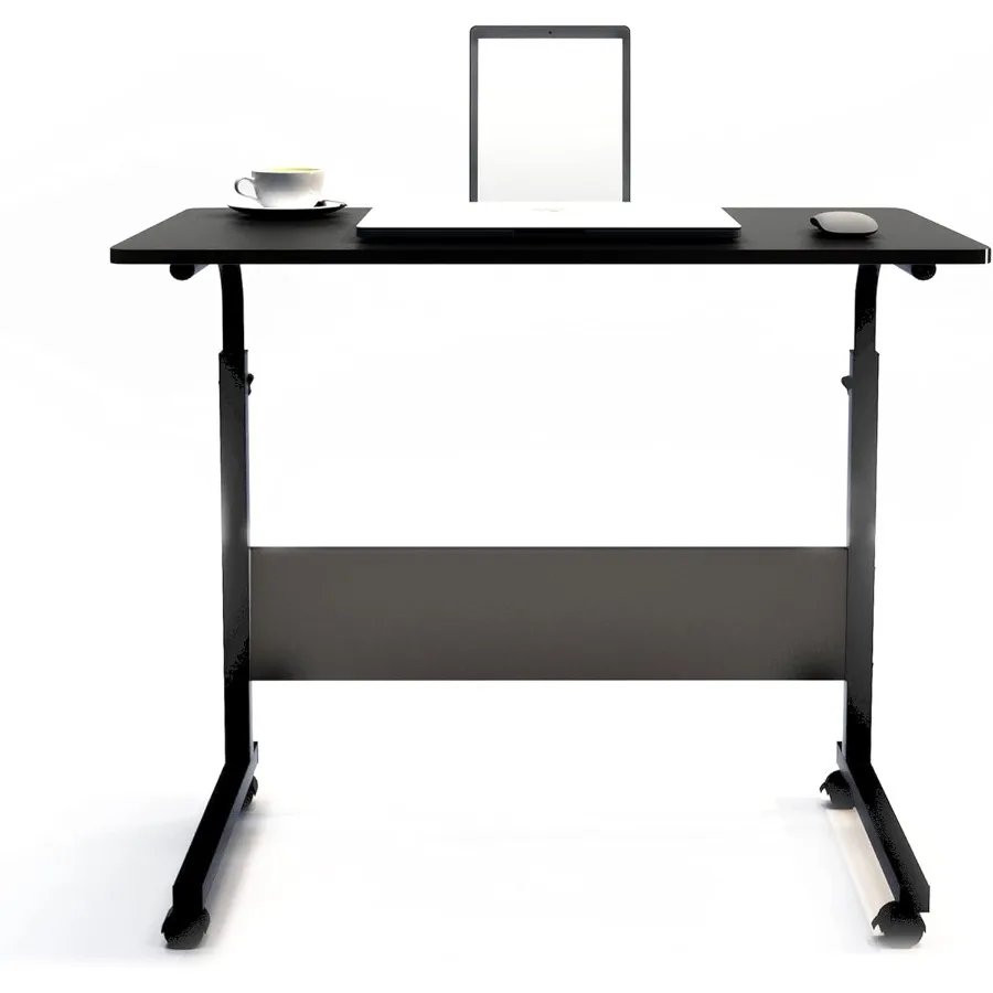 soges 31.5 inches Mobile Side Desk with Tablet Slot Height Adjustable Laptop Cart Stand Portable Laptop Desk Workstation with W
