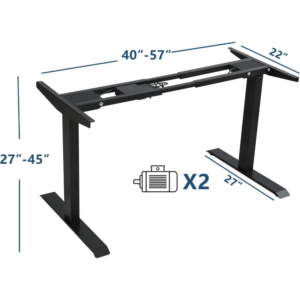 Dual Motor Electric Standing Desk, 63 x 30 Inches Height Adjustable Table with Splice Board, Ergonomic Sit Stand Computer Desk w