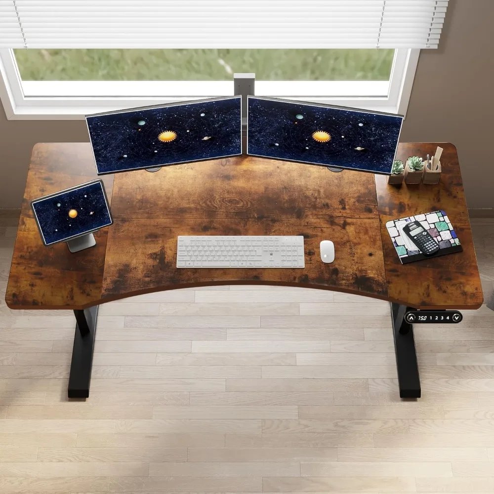 Dual Motor Electric Standing Desk, 63 x 30 Inches Height Adjustable Table with Splice Board, Ergonomic Sit Stand Computer Desk w