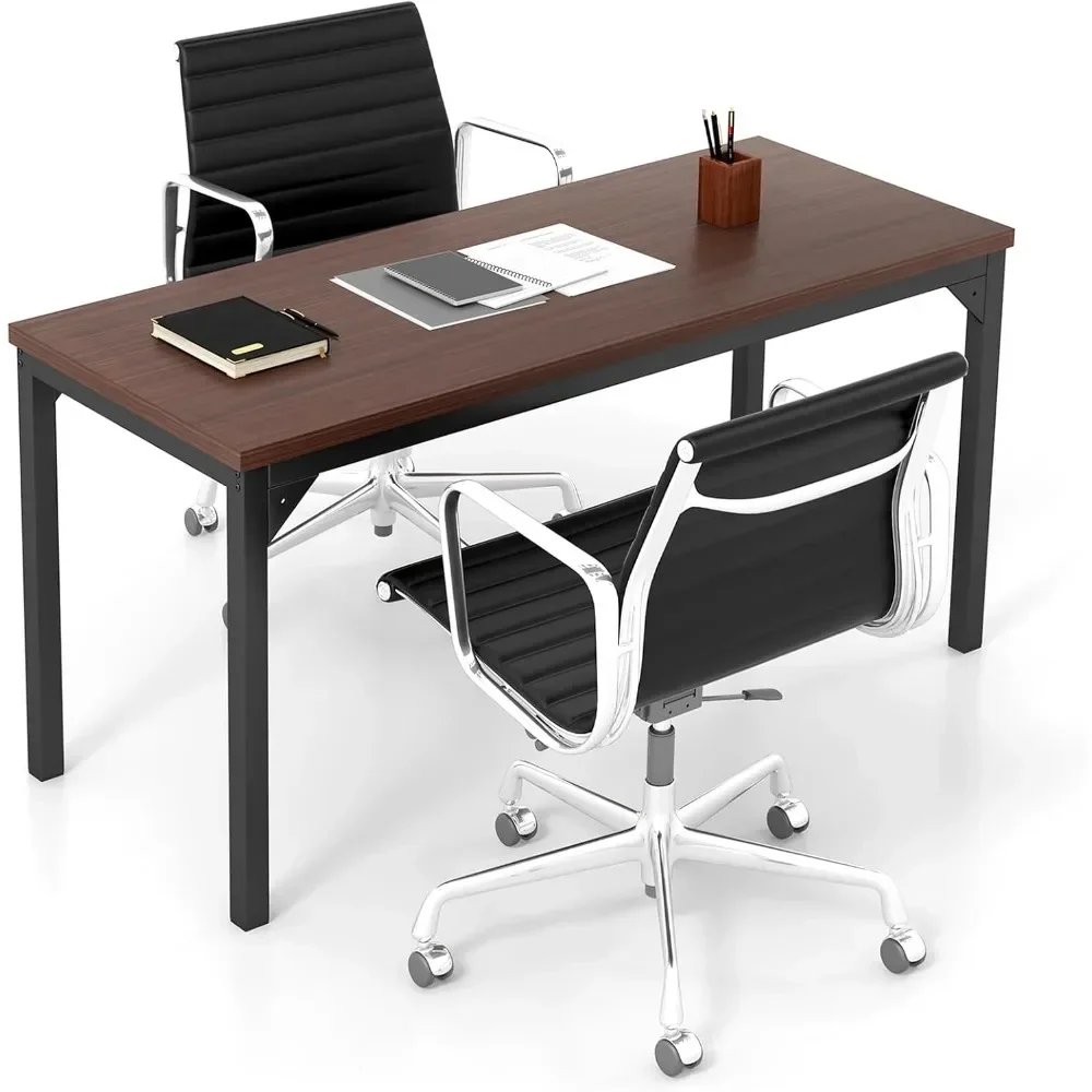 4.5FT Conference Table, 55” x 24” Large Meeting Room Table W/Heavy Duty Steel Frame, Modern Computer Desk for Home, Offi