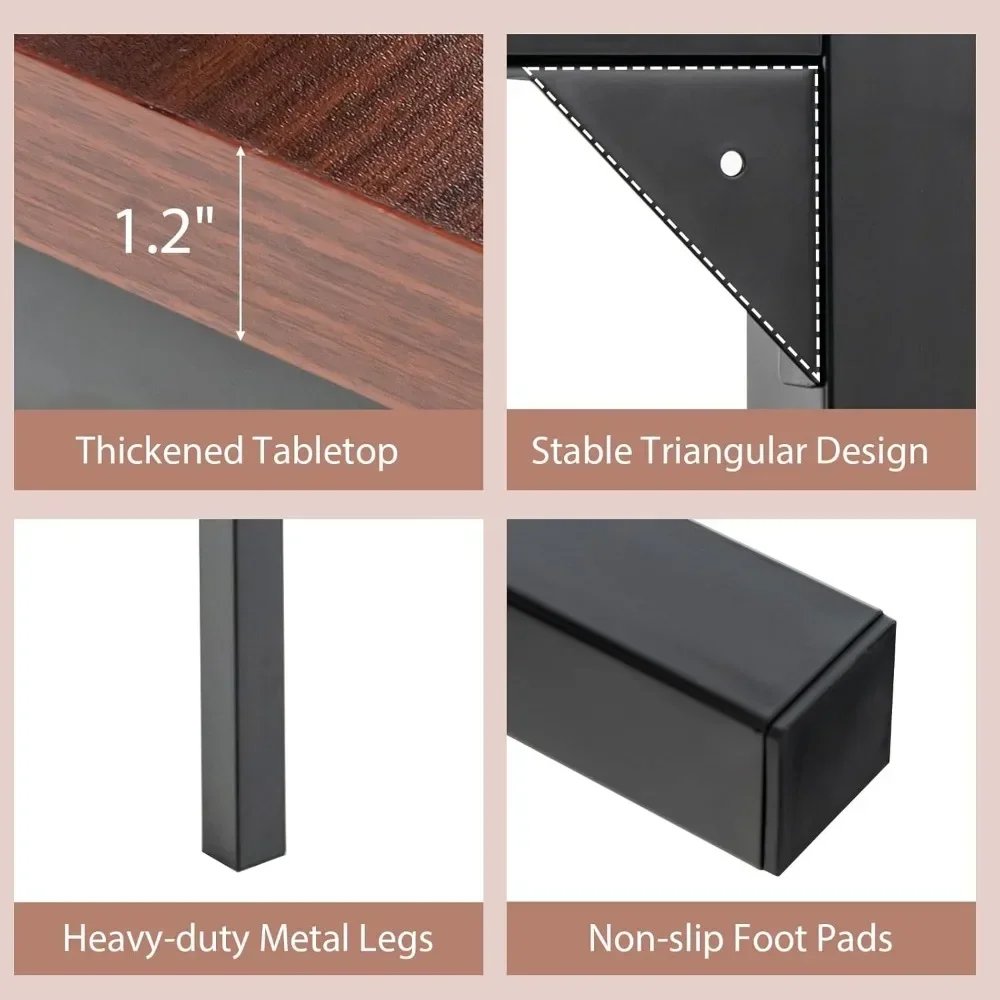 4.5FT Conference Table, 55” x 24” Large Meeting Room Table W/Heavy Duty Steel Frame, Modern Computer Desk for Home, Offi