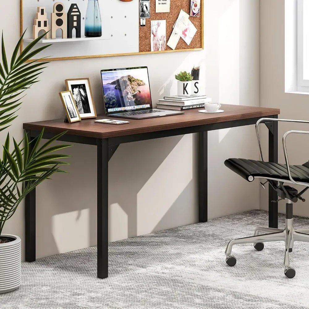 4.5FT Conference Table, 55” x 24” Large Meeting Room Table W/Heavy Duty Steel Frame, Modern Computer Desk for Home, Offi