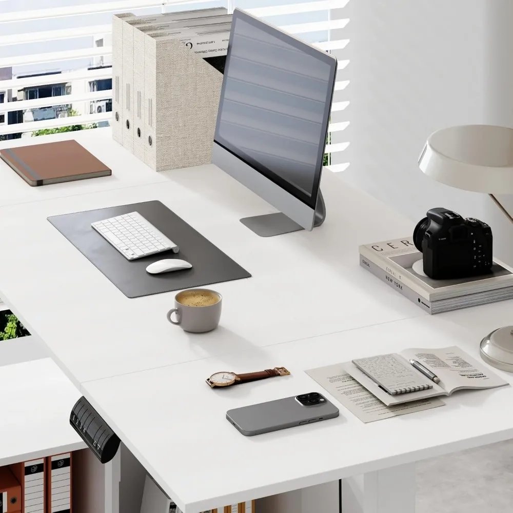 L-Shaped Standing Desk with Drawers and Shelves, 63 x 31.5 inches Electric Standing Desk, 29”-44” Height, Adjustable Desk with