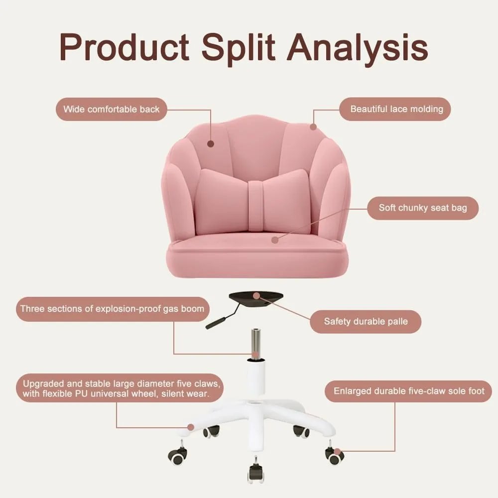 Home Office Desk Butterfly Chair with Mid-Back Upholstered Modern Tufted Computer