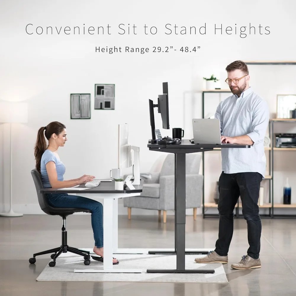 Electric Corner 58 x 35 in L-Shaped Standing Desk, Memory Height Adjustment, Reversible Black Top, Black Frame, DESK-KIT-1BRB